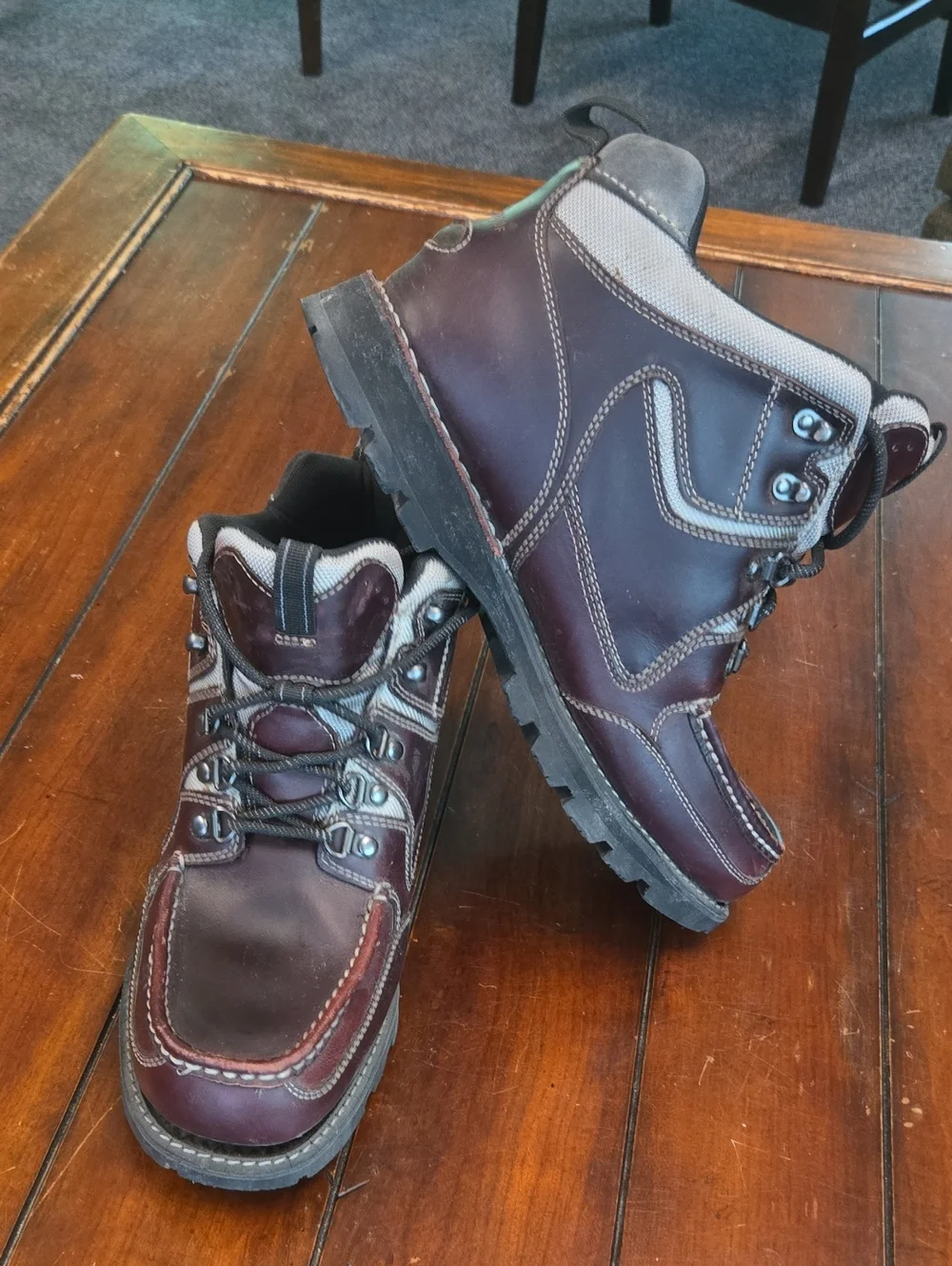 Rockport Men's Burgundy Lace-Up Leather Boots